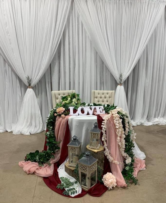 lovedrapingdisplaytable Bridal shower decoration